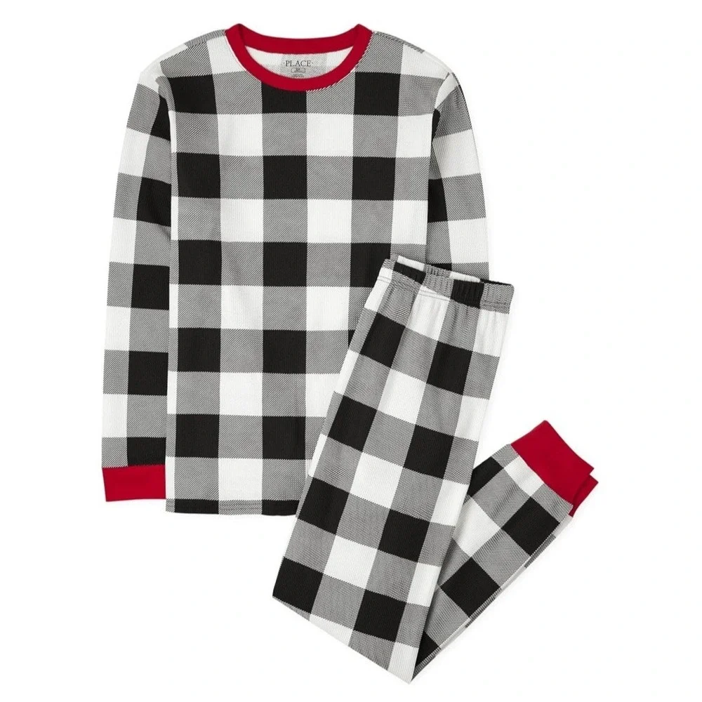 NEW The Children's Place Adult Pajamas - White/Black Plaid - Size XXL